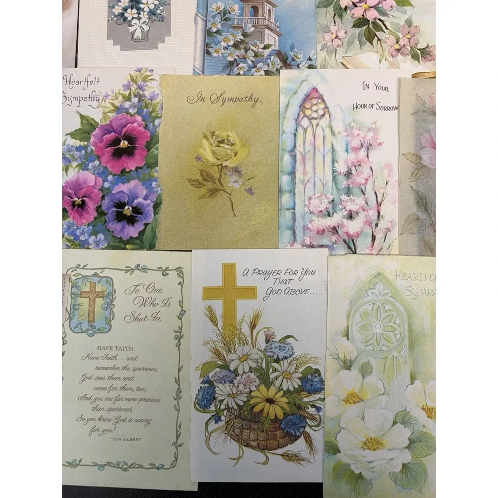 Vintage Sympathy Cards Fronts ONLY Scrapbooking Crafts Decoupage Lot of 50+